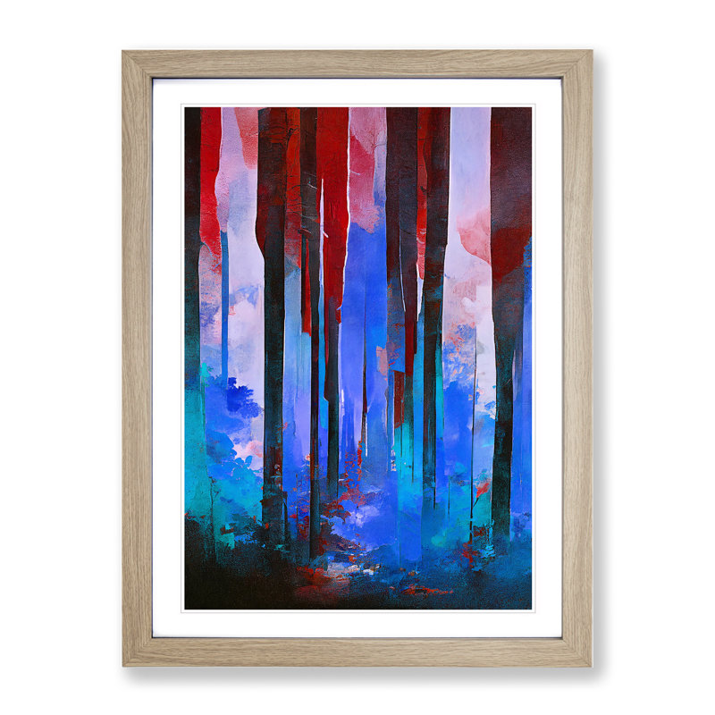 Forest Composition No.3 Abstract - Single Picture Frame Painting, 34cm H x 25cm W x 2cm D, Oak