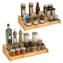 Palm Naki Bamboo Spice Rack with 30 Glass Jars - Bamboo Wood Spice Rack  Organizer, Spice Rack for Countertops, 16.25 x 14 x 4.75 