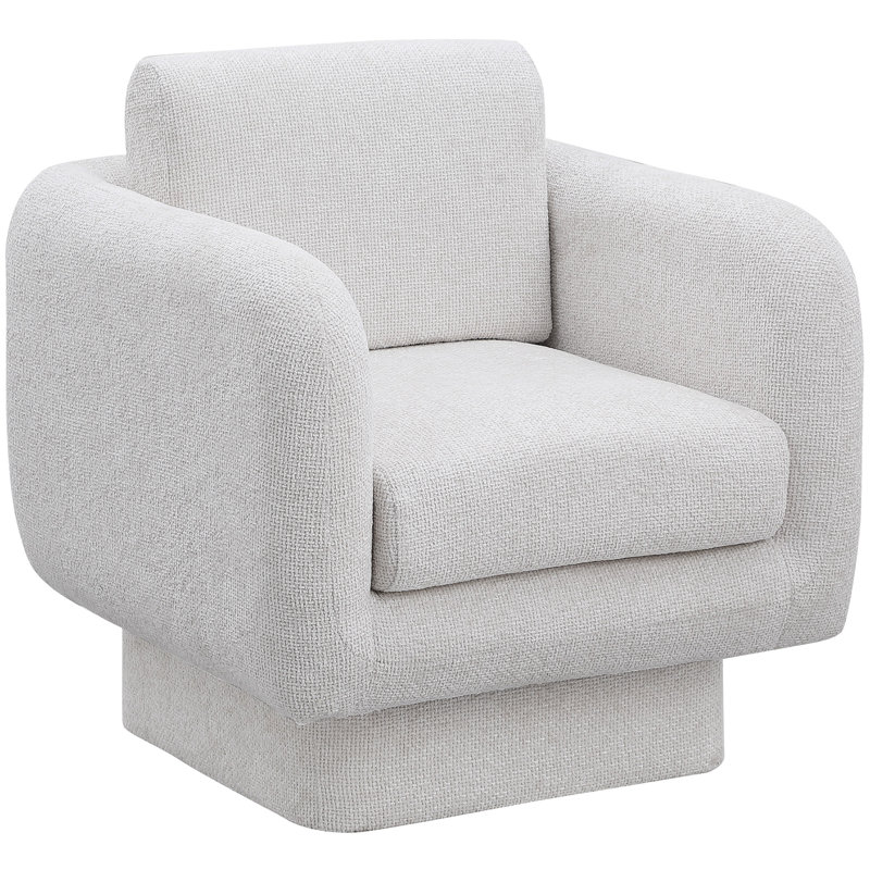 Alessandra Chenille Fabric Swivel Accent Chair, Cream Chenille Fabric
