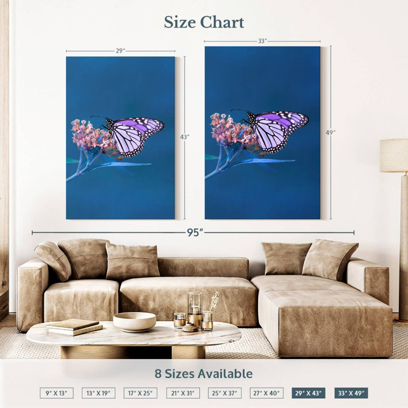 Brampt Purple Monarch Butterfly, 51" H x 34" W