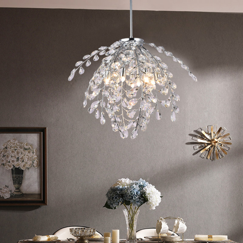 Lustre en chrome 8 lumières avec détails en cristal Rea