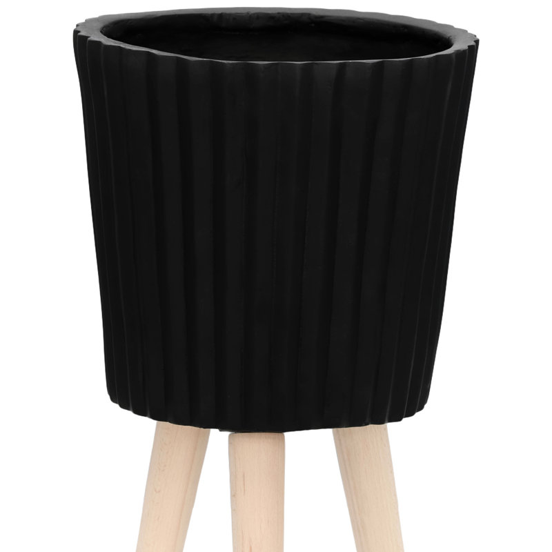 Pot à fleurs noir polyvalent de 12 po avec trous de drainage pour jardinière à rainures, idéal et occasions spéciales