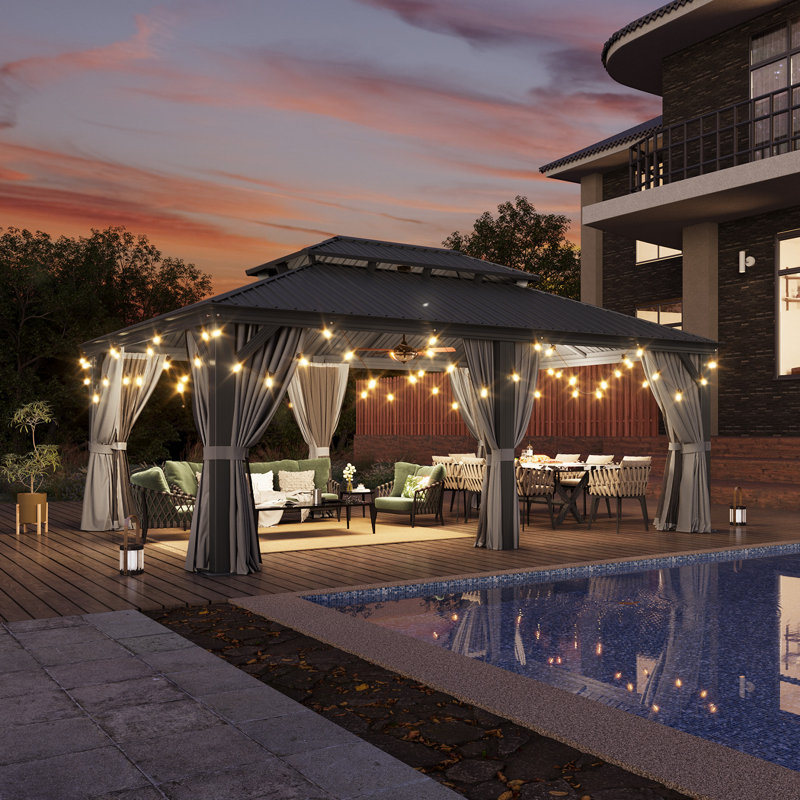 20'X14' Hardtop Gazebo With Galvanized Steel Roof