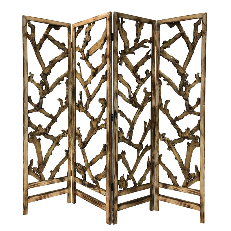 Additri 60'' W x 72'' H 3 - Panel Solid Wood Folding Room Divider, 4, 84" H x 80" W x 6" D