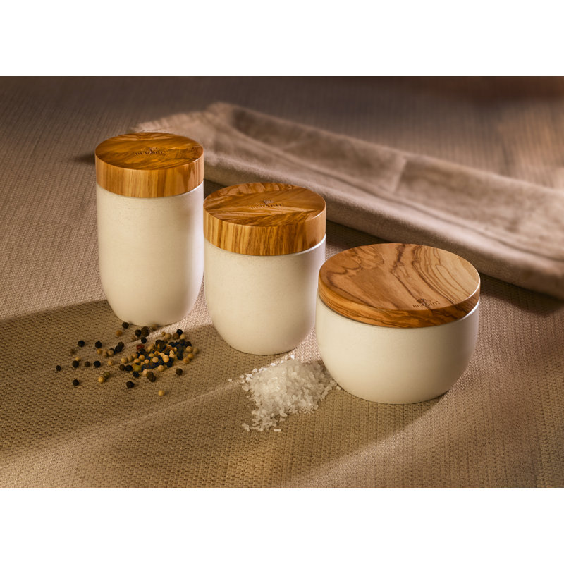 Salière en bois d'olivier Berard France, H 3,1 po x l 3,1 po x P 3,74 po