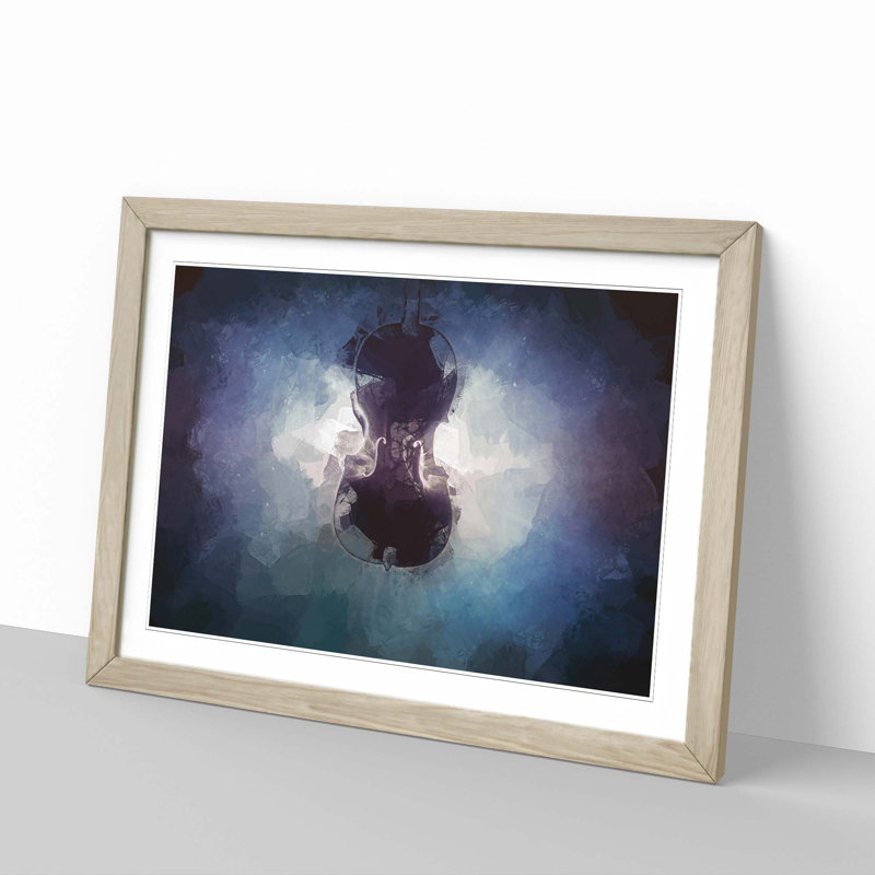 Submerged Cello in Abstract - Framed Print, Oak Framed, 27cm H x 36cm W x 2cm D