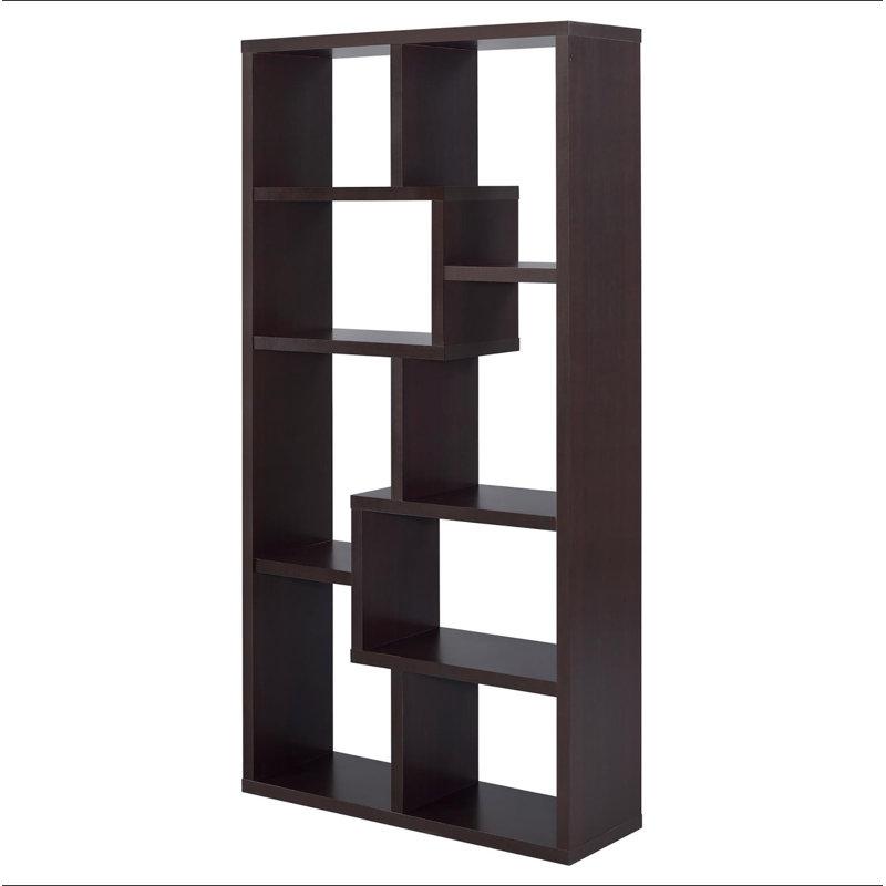 8-shelf Cappuccino Geometric Bookcase, Cappuccino