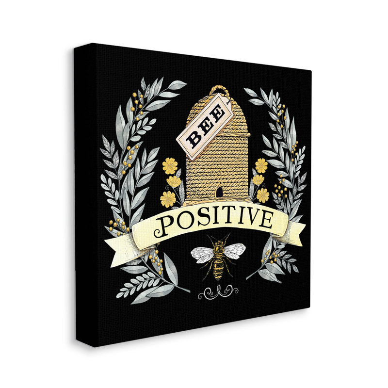 «Bee positive vintage hive», estampe numérique par Deb Strain, H 17 po x l 17 po x P 1,5 po, Toile tendue
