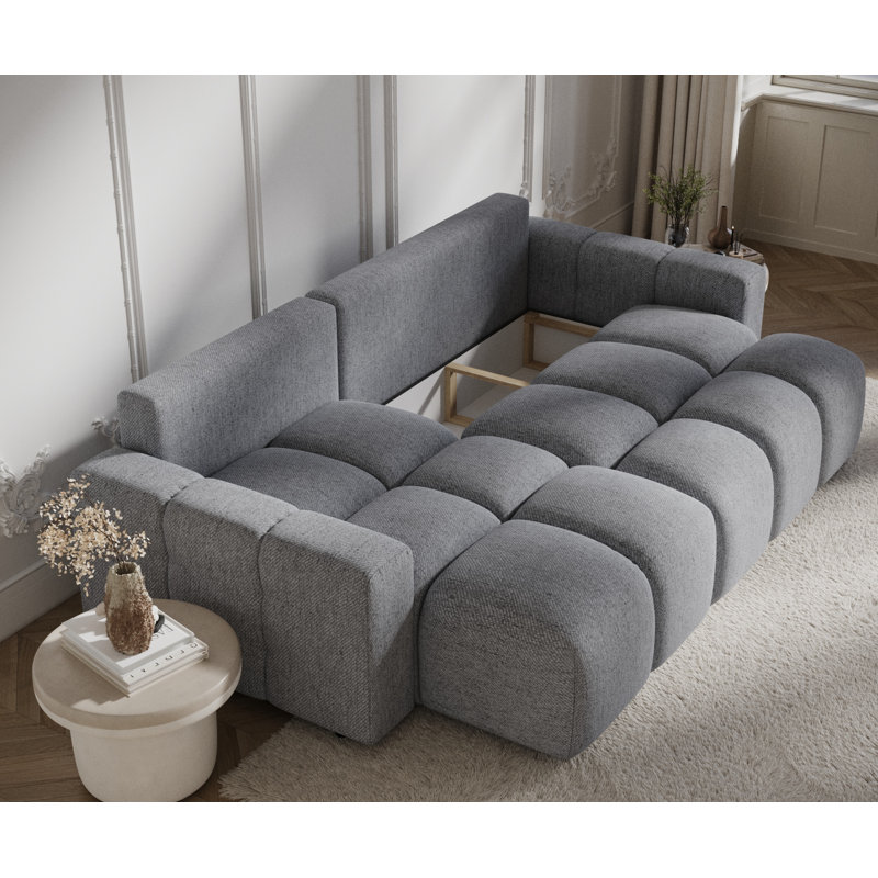 4 Seater Sofa Bed, Grey Polyester