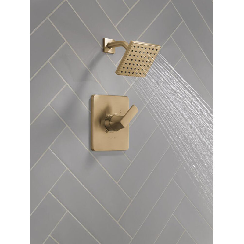 Velum Single-Function Shower Faucet Set, Valve Trim Kit, Shower Head and Handle Set, Champagne Bronze