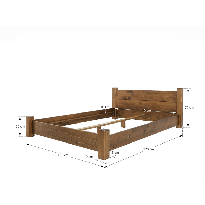 Brummett Solid Wood Bed, European Double (140 x 200 cm)