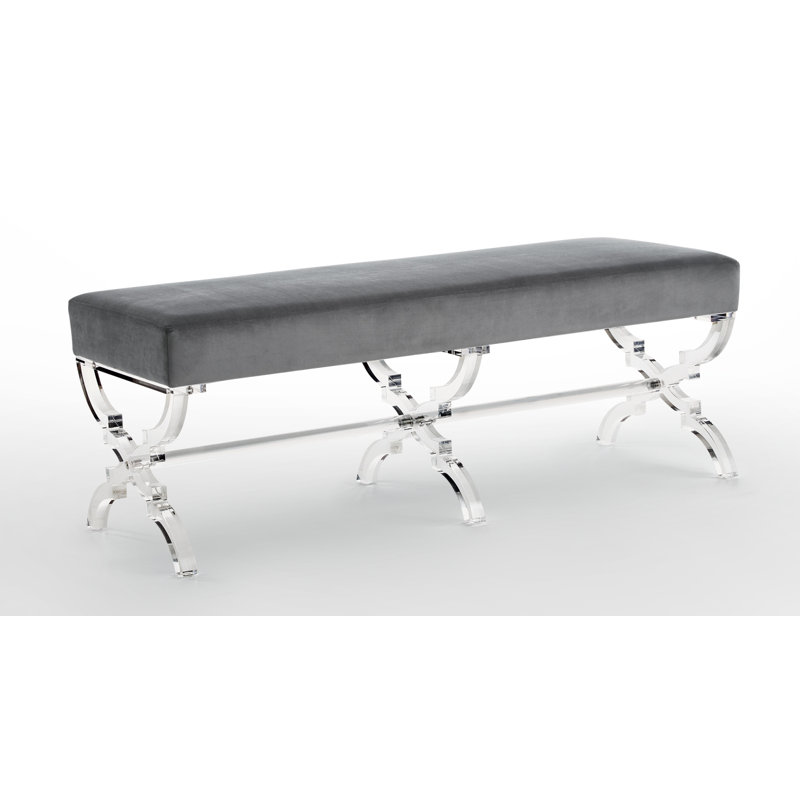Banc en velours Giselle, Gris