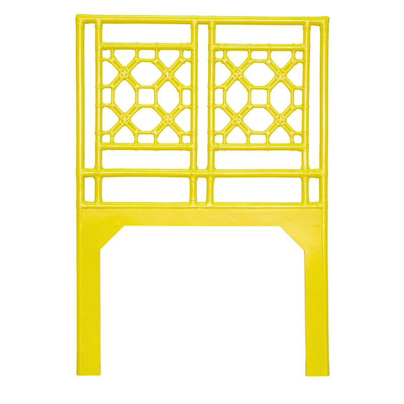 Lattice Back Open-Frame Rattan Headboard, Twin, Sunflower Yellow