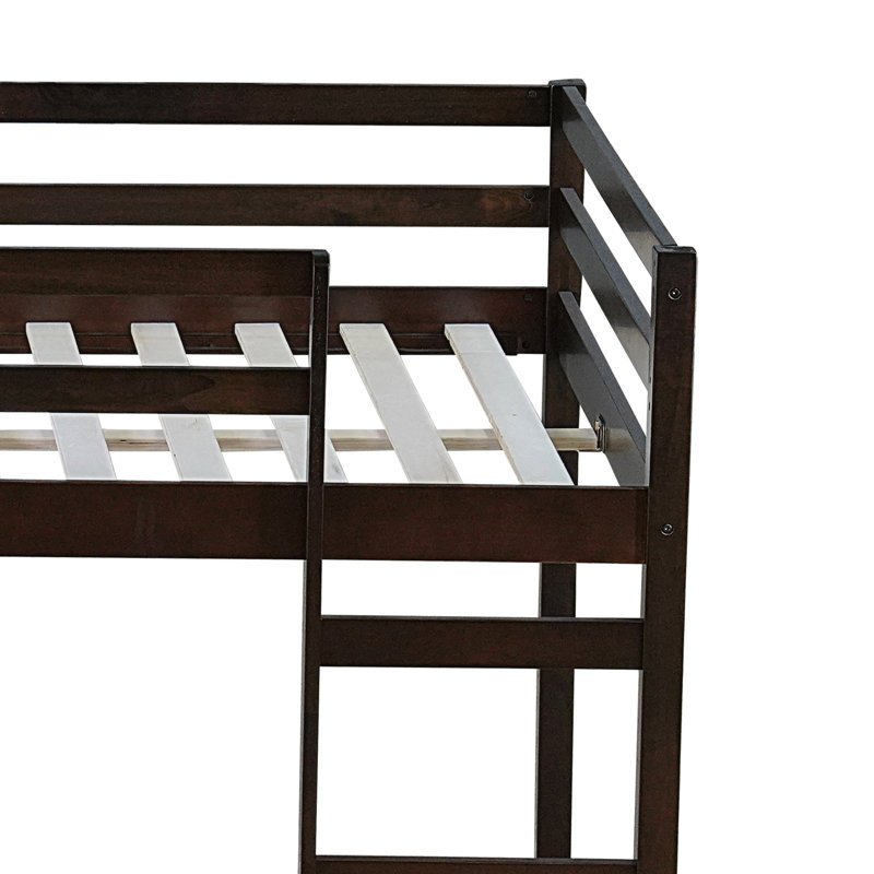 Full Wood Loft Bed With Ladder, Espresso, Full, Espresso