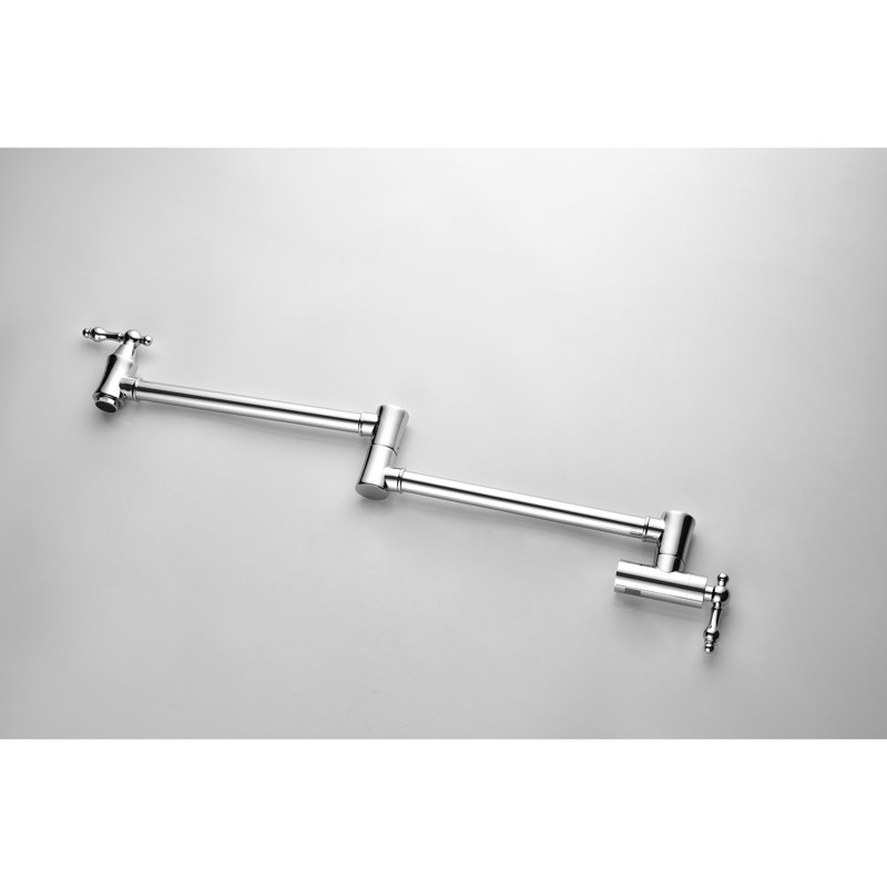 Pot Filler Faucet Wall Mount - Brass With Finish, Arm For Effortless Filling Process, Double Handles To Manage Water Flow Smoothly, Treatment Mounted, Simple Operation, Control Rate, And