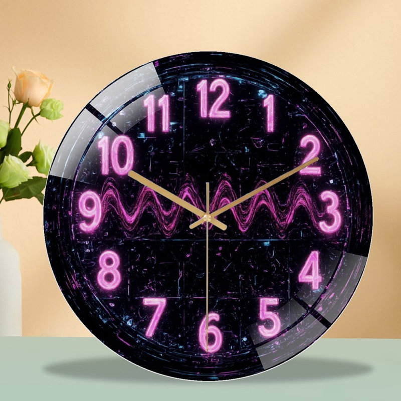 Horloge murale en verre effet néon