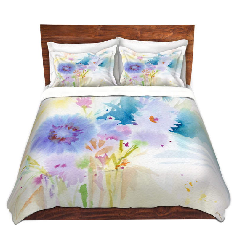Ensembles de housse de couette très grand DiaNoche en microfibre par Sheila Golden - bouquet de bleu mélangé