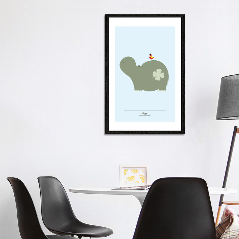Hippo by TomasDesign - Gallery-Wrapped Canvas Giclée on Canvas, 101.6 cm H x 66.04 cm W, Black Framed