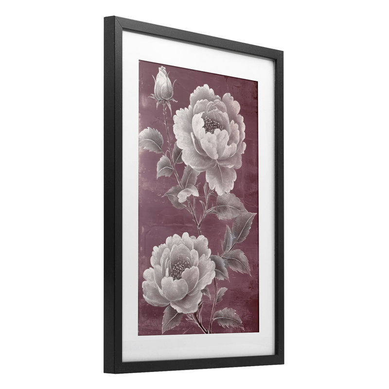 «Chambermaid Rose Blossoms», reproduction encadrée sous verre, conception par Annabelle Hall, H 20 po x l 14 po