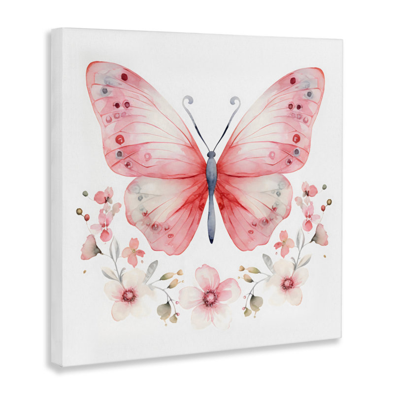 Toile rose avec papillons symétriques roses, design Creative Studio, H 17 po x l 17 po