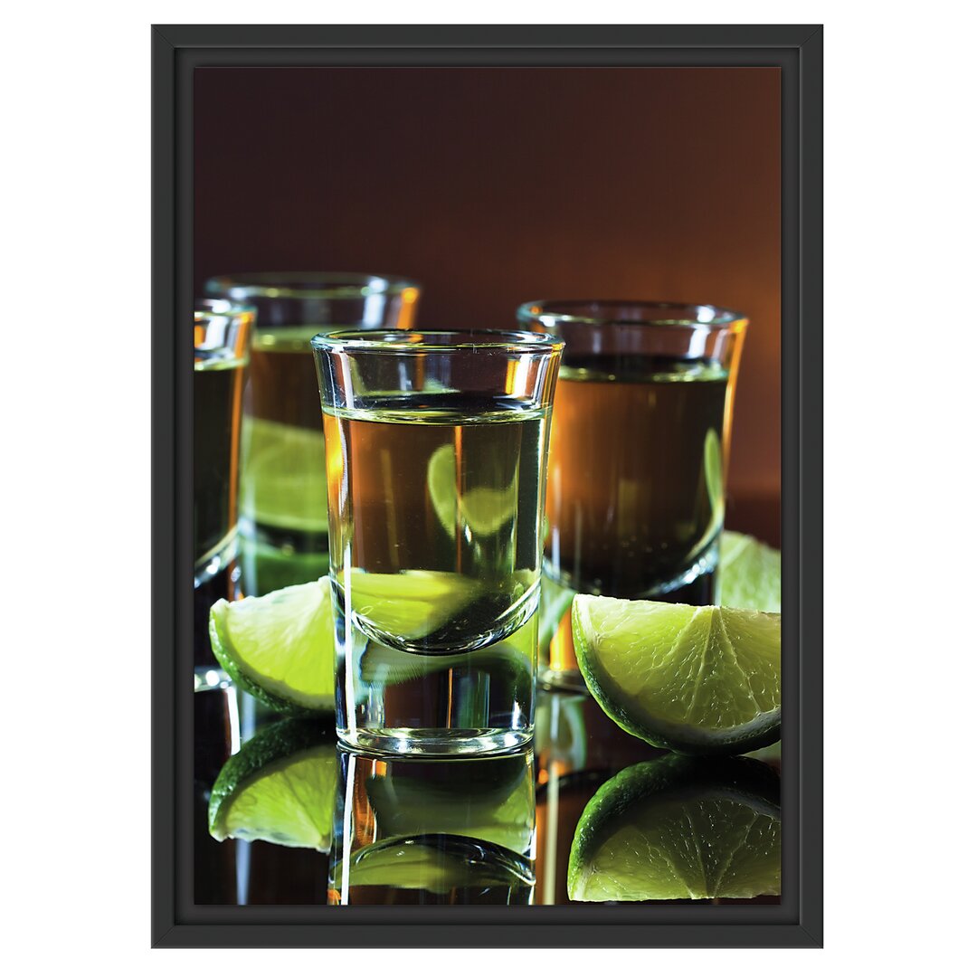 Gerahmtes Wandbild Tequila mit Limetten