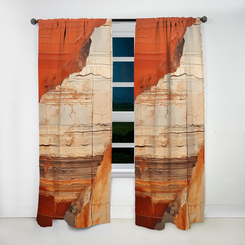 Algrange Earth Minimalist Fossils I - Abstract Collages Curtain - Velvet Room Darkening - 1 panel, 52" W x 90" L