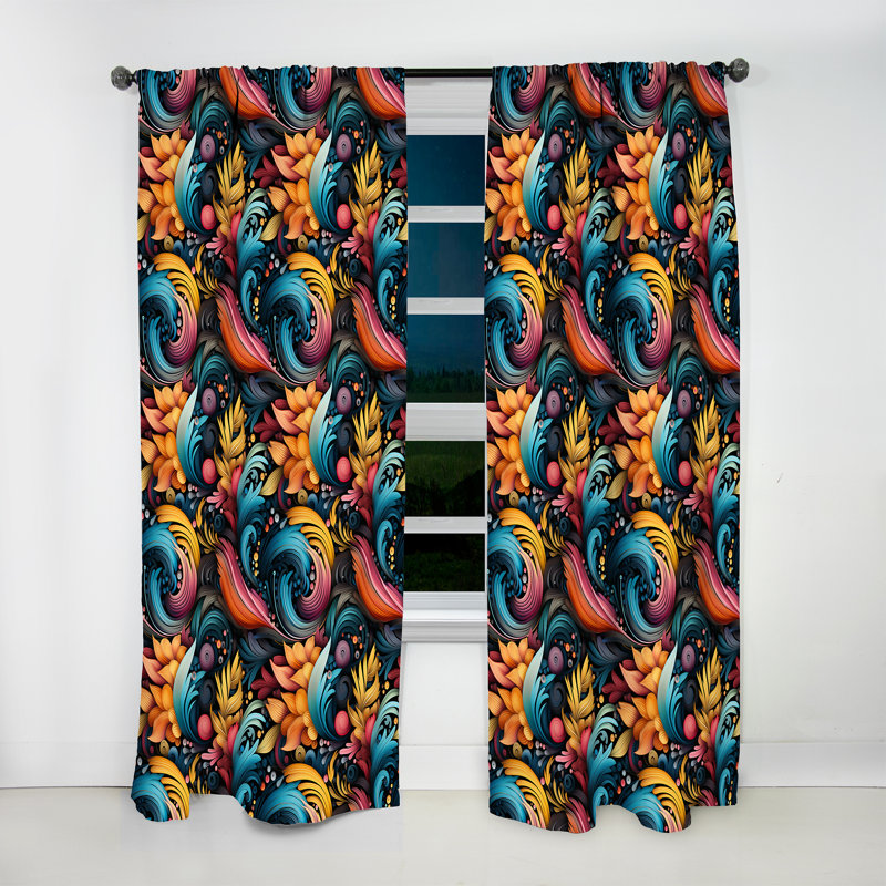 Motif artistique bohémien à motif bohémien IV - rideau obscurcissant en velours - 1 panneau, L 52 po x L 90 po