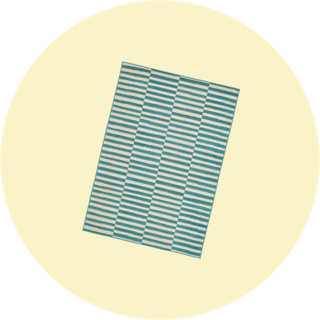 Tapis à rayures turquoise et blanc