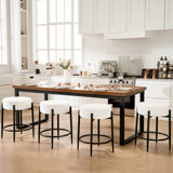 Modern Dining Chair Set, 23.6" Counter Height Stools with Round Soft Padded Boucle Backless Seat