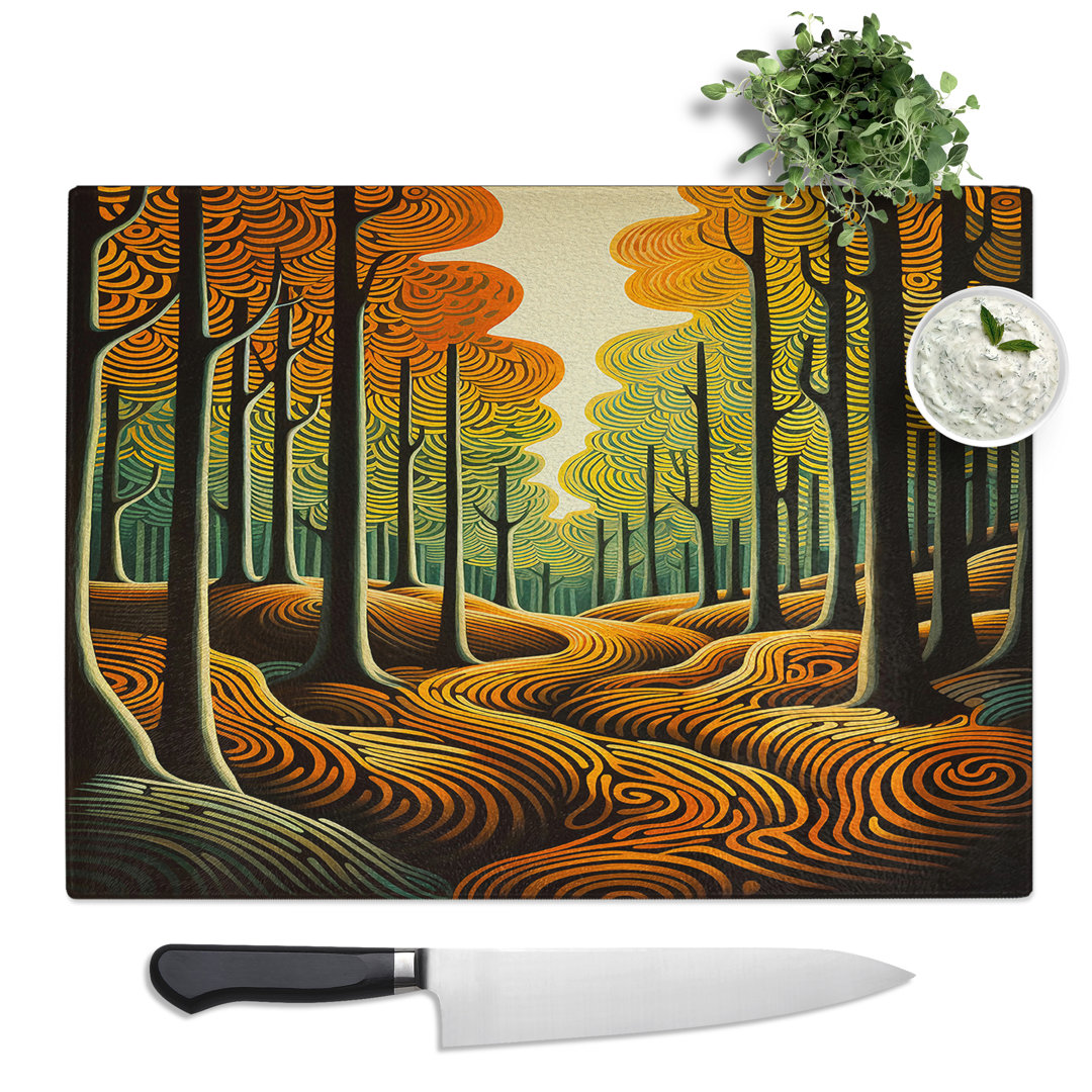 Forest Op Art No.4  Glass Chopping Board