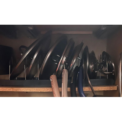Organisateur de casseroles et de poêles extensible - Couvercle à 7 compartiments et batterie de cuisine pour armoires