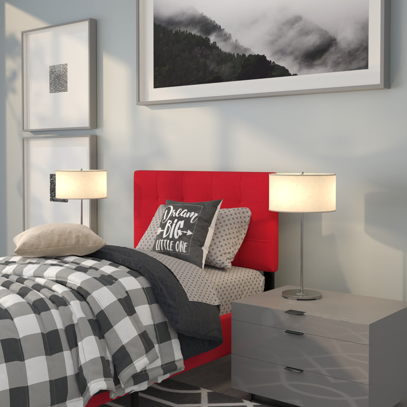 Tête de lit tapissier capitonnée Ciriaca, Rouge, Simple