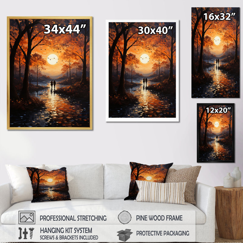 Paysage romantique coucher de soleil Serenade I, Cadre photo argenté, H 40 po x l 30 po x P 1,5 po