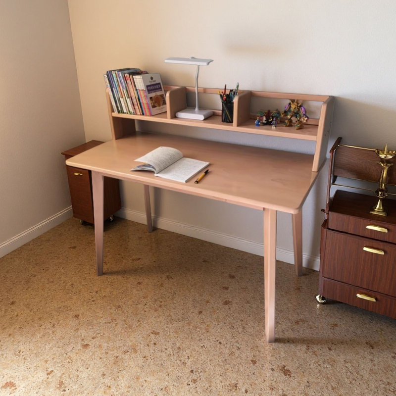 Bureau moderne en bois de hêtre avec bibliothèque, H 29,52 po x l 43,3 po x P 19,68 po