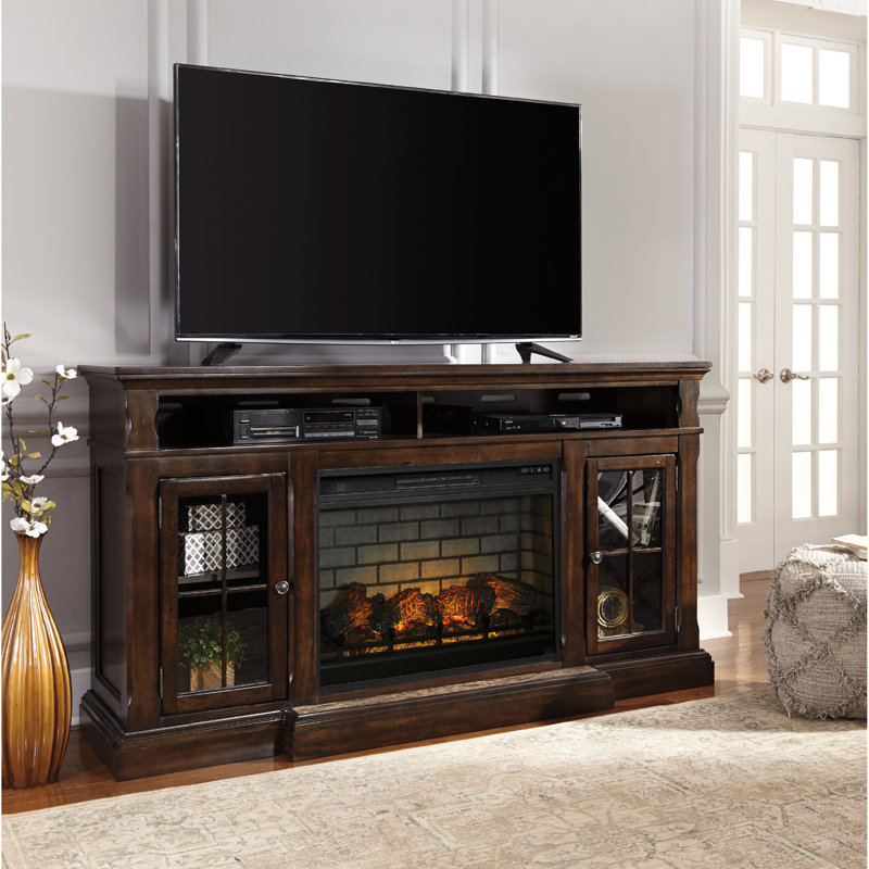 Philly Unfinished TV Stand for TVs up to 70" with Fireplace Included