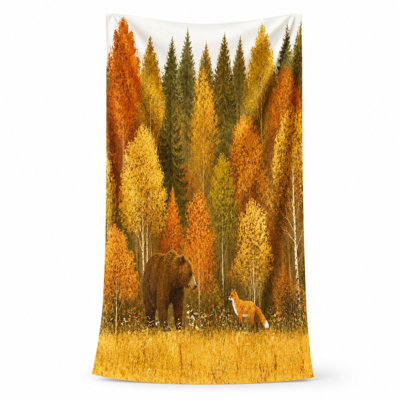 1Pcs Serviette de plage à motif d'ours d'automne, grande microfibre pour la natation, le voyage, le camping, unisexe