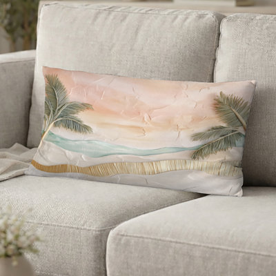 Coussin Palms Leaves Collage Horizon At The Beach