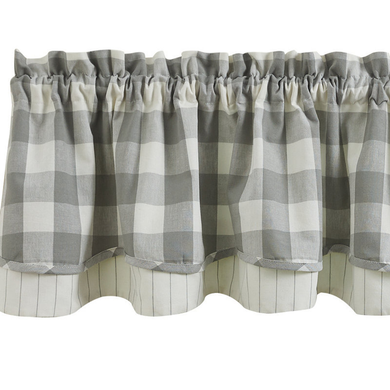 Cantonnière doublée à carreaux Buffalo 16 po, Gris
