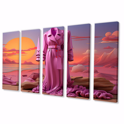 Pink Dress Wardrobe Sunset - Balenciaga 5 Piece Wall Art Decor