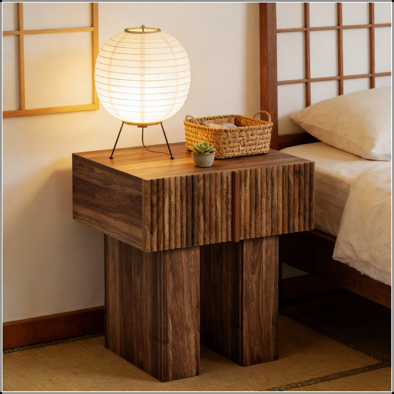 Table de chevet élégante avec rangement spacieux, parfaite pour organiser et rehausser le décor de votre chambre à coucher