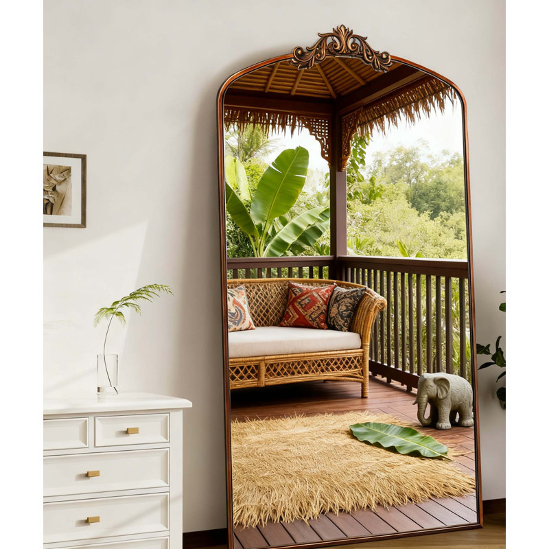 Vintage Arched Floor Mirror with Metal Frame, 36x66 Inch, Ideal for Entryways and Bedrooms, Dust-Proof and Moisture-Resistant