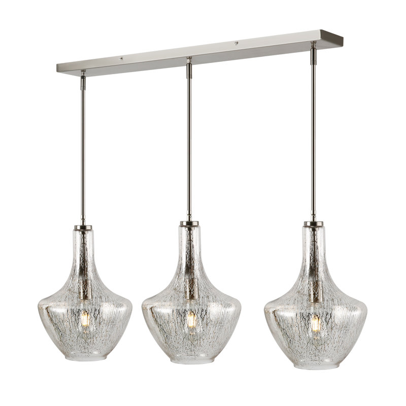 Cammie 3 - Light Kitchen Island Pendant, Smokey, Satin Nickel