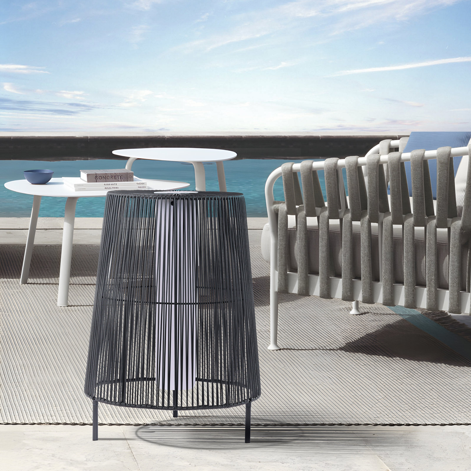 Freida Solar Powered Floor Lamp, Charcoal