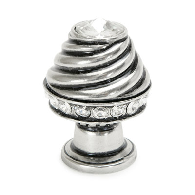 Caché medium round knob with flared foot with 19 rivoli Swarovski Clear Crystalsin Soft Gold