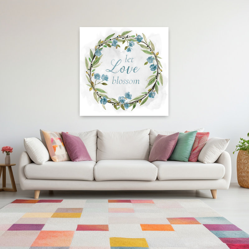 «Love Blossom Wreath», art délicat, nature éthérée, printemps, H 48 po x l 48 po