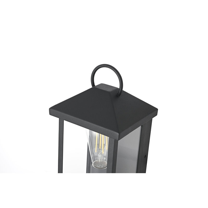Merideth Outdoor Wall Sconce in Black, 12" H x 6" W x 6" D