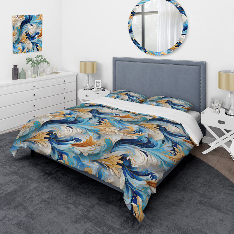 Literie Tribal Fusion Marble, Housse de couette pour grand lit et 2 taies décor