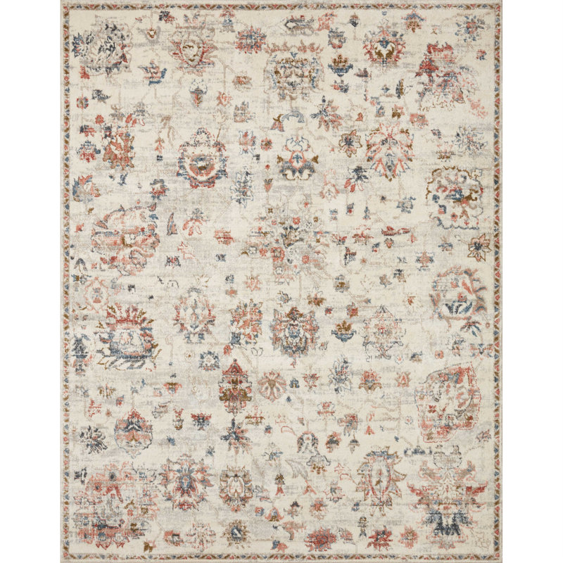 Tapis ivoire / gris Limaville, Rectangle 5 pi 3 po x 7 pi 6 po