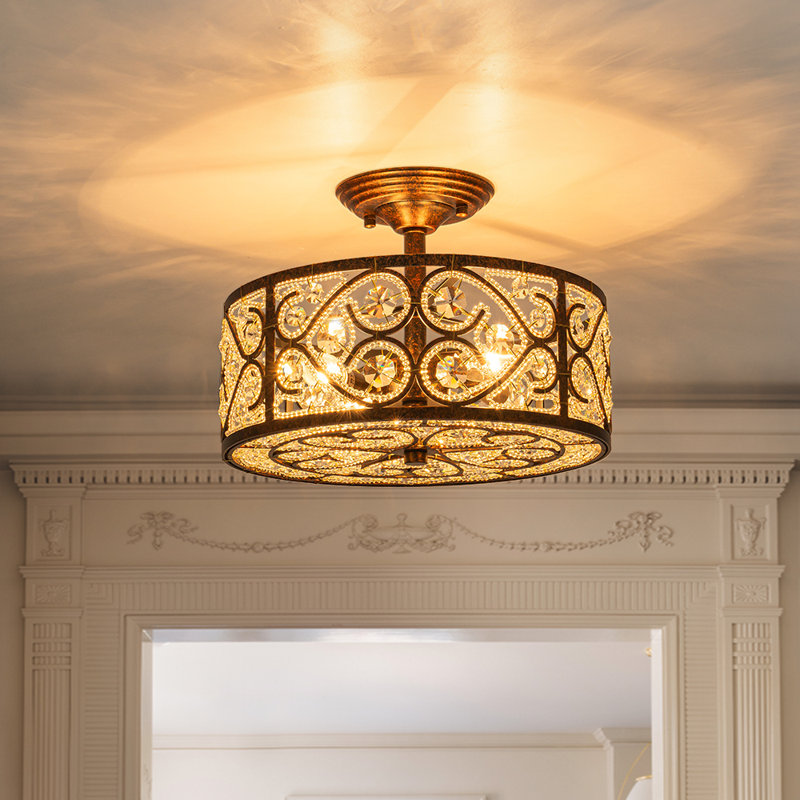 Plafonnier semi-encastré en cristal 4 lumières Classical