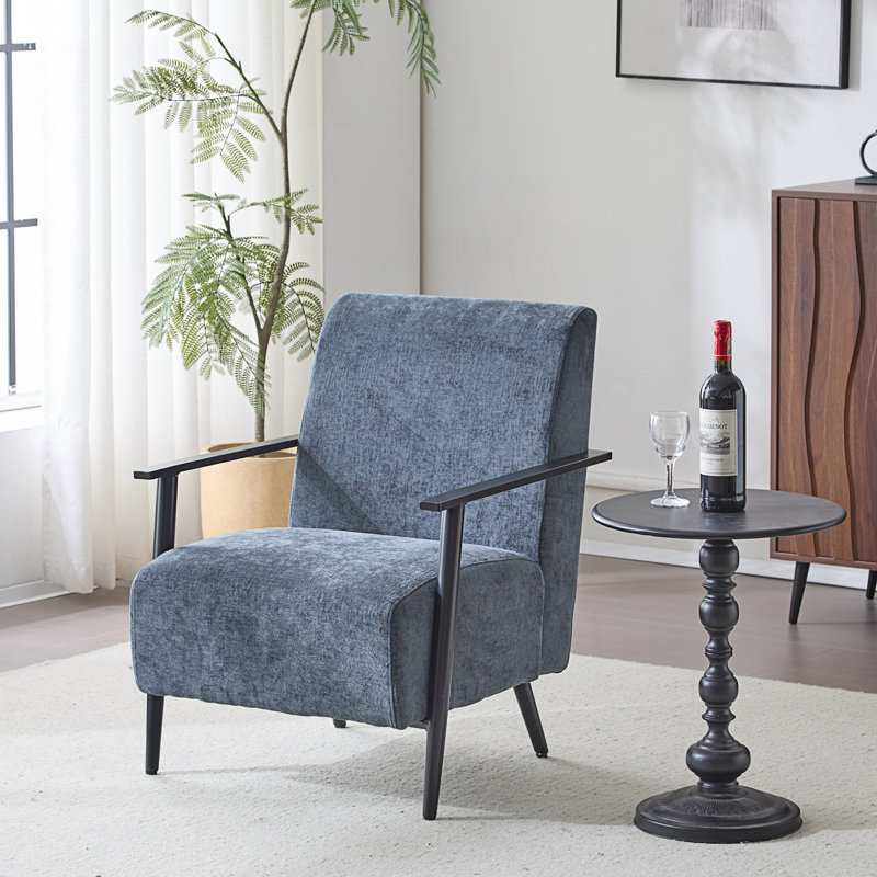 Méridienne moderne avec structure en métal, fauteuil confortable, Bleu